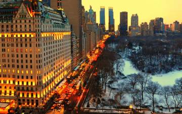 winter image from rooftop of Central Park